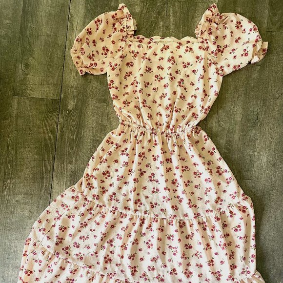 Monteau Los Angeles Floral Print Puffy Sleeve Dress - Picture 1 of 2